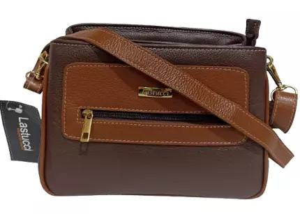 Bolsa Couro Lastucci ref. 2268 Marrom/Caramelo